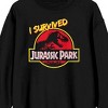 Jurassic Park Franchise - Logo Icon, "I Survived" text on Black Adult Crew Neck Sweatshirt - 2 of 3