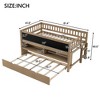 Twin Size Loft Platform Bed Frame Fence Bed with Storage Shelves, Blackboard and Trundle, White/Walnut-ModernLuxe - 3 of 4