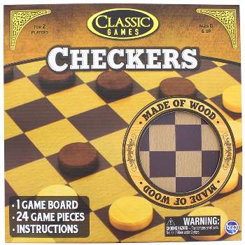 The Canadian Group Classic Games Wood Checkers Set | Board & 25 Game Pieces