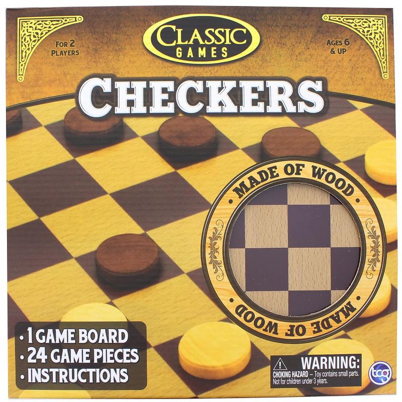The Canadian Group Classic Games Wood Checkers Set | Board & 25 Game Pieces, 1 of 4