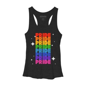 Adult Design By Humans Rainbow Pride Word Stack With Stars By Billmedzz Racerback Tank Top - 1 of 2