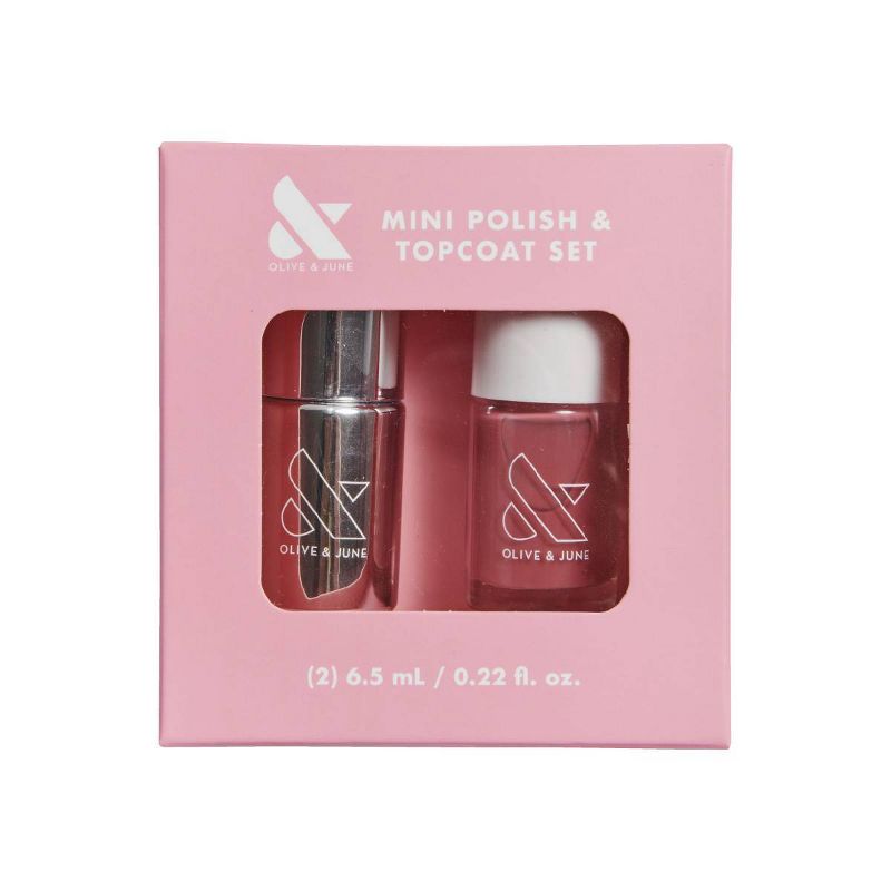 Olive & June Mini Nail Polish + Top Coat Duo Set - Pink - 2ct: Vegan, Cruelty-Free, 15-Free Formula, Travel Size, 1 of 5