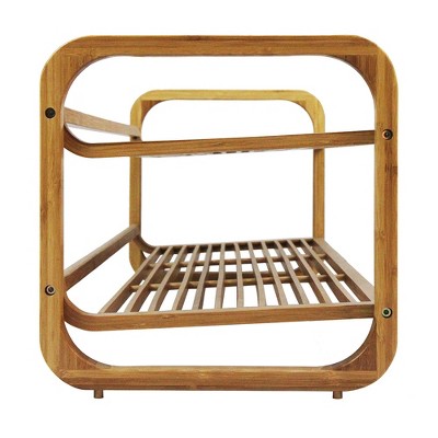 Natural Bamboo 2-Tier Stackable Shoe Rack