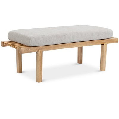 Meridian Furniture,Naya Cream Chenille Fabric Bench