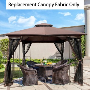 10x10 Ft Patio Double Roof Gazebo Replacement Canopy Top Fabric, Gray - 1 of 4