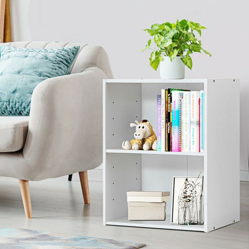 Costway 2 Tier Open Shelf Night Stand End Table Sofa Side Storage Display Furni White, 4 of 11