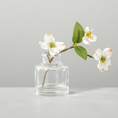 5.25" Mini Faux Dogwood Flower Stem Glass Arrangement - Hearth & Hand™ with Magnolia