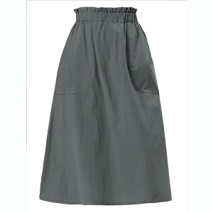 INSPIRE CHIC Women's Casual Elastic Waist Peasant A-Line Midi Skirts with Pockets - 1 of 4