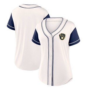 MLB Milwaukee Brewers Women's Short Sleeve White Fashion Jersey - 1 of 3