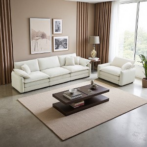 Mid-Century 2-Piece Sofa Set with Throw Pillows - 1 of 4