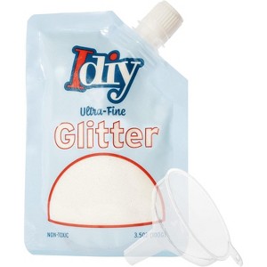 iDIY Ultra Fine Glitter (100g, 3.5 oz Pouch) w Easy-Pour Bag & Funnel-Snowfall White -Non-Toxic, DIY Arts & Crafts, School Projects, Festivals, Resin - 1 of 3