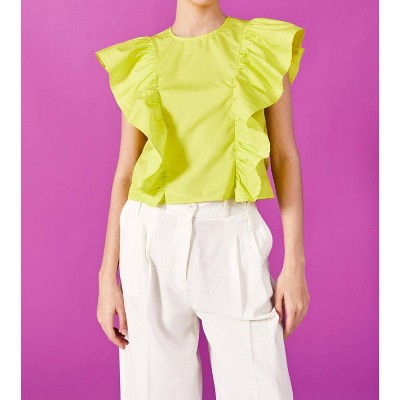 Women's Ruffled Sleeved Top - DELUC