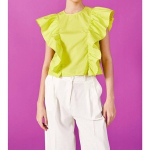 Women's Ruffled Sleeved Top - DELUC - 1 of 4