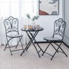 Tangkula 23 Inch Round Bistro Table Patio Folding Cocktail Table w/ Tempered Glass Tabletop Heavy-Duty Metal Frame - 2 of 4