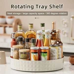 360-Degree Rotating Seasoning Rack, Countertop Corner Organizer for Kitchen, Easy Access Storage for Cooking Oil Salt Soy Sauce and Vinegar Bottles - 1 of 4