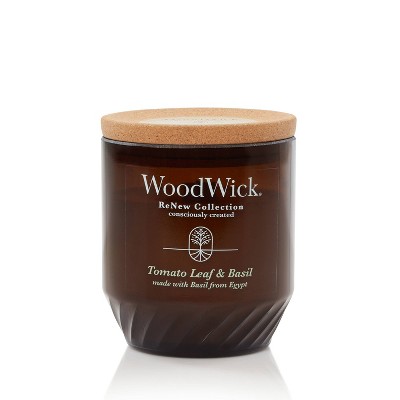 WoodWick ReNew Recycled Glass Tomato Leaf and Basil Candle 6oz