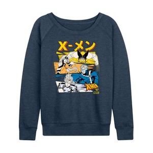 Women's - Marvel - X-Men Kanji Stacked Lightweight French Terry Wide Neck Long Sleeve Shirt - 1 of 4