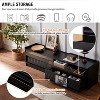 LOVSON Stylish modern TV stand with storage space, tempered glass, built-in charging port,LED backlight, suitable for living room, bedroom, black - 4 of 4
