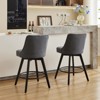 Swivel Bar Stools with Back, Counter Height Bar Chairs Set of 2, Upholstered Barstools with Wood Legs for Kitchen Island or Dining Room - 3 of 4
