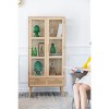 ORRD Tall Display Cabinet with Glass Doors, 62.6" Storage Cabinet with Rattan Details for Living Room Dining Room, Natural Finish - 2 of 4