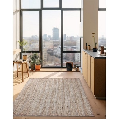 Natural Braided Jute and Cotton 8'x11' Rectangular Indoor Rug