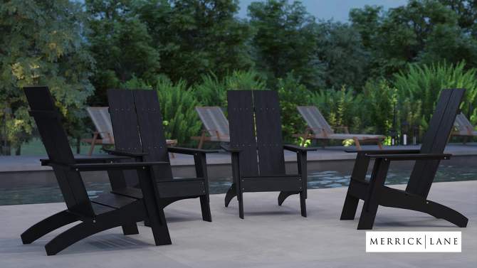Merrick Lane Set of 4 Modern All-Weather Poly Resin Wood Adirondack Chairs, 2 of 17, play video