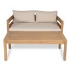 Christopher Knight Home Jacinda Ourdoor Rustic Upholstered Loveseat and Coffee Table with Slat Paneling - 2 of 4