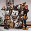 Bulldog Print Flannel Throw Blanket, Contemporary Style, All Seasons, Digital Print, Christmas Birthday Holiday Gift. - 2 of 4
