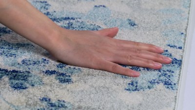 Grey and Black Floral Synthetic Rectangular Area Rug