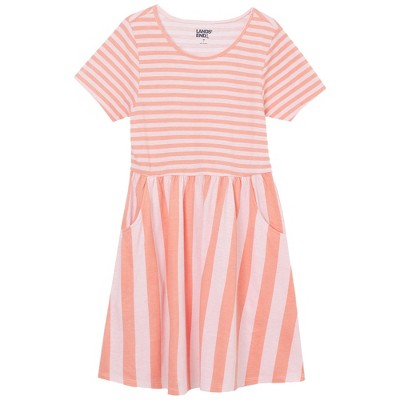 Lands' End Kids Short Sleeve Gathered Waist Jersey Dress