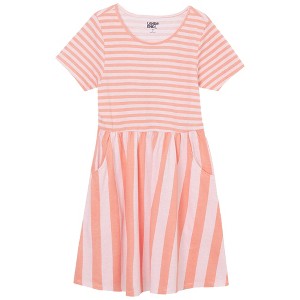 Lands' End Kids Short Sleeve Gathered Waist Jersey Dress - 1 of 2