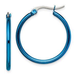 Chisel Stainless Steel Polished Blue IP-plated 26mm Diameter 2mm Hoop Earrings - 1 of 4