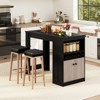Tangkula 48" Bar Table w/ Storage Cabinet & Wine Rack Adjustable Shelf Wine Rack - 2 of 4
