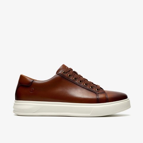 Clarks Mens Goswell Tie Tan Leather Shoes 8 Medium