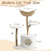 Nasitip 43" Natural Wood Cat Tree for Large Cats, White Aesthetic Cat Tower with Basket, Perches & Scratching Posts, Floor Standing - 3 of 4