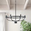 Modern Farmhouse 6-Light Chandelier, Wagon Wheel Iron Pendant Light for Dining Room or Entryway - 2 of 4