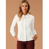 Allegra K Women's Work Peter Pan Collar Long Bishop Sleeve Button Down Shirt - 2 of 4