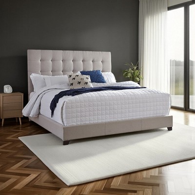 Roya Hampton Queen Size Platform Bed | Deep Button Tufted Upholstery | Low Profile