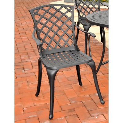 Black Aluminum Latticework Outdoor Accent Chair Set