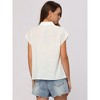 Allegra K Women's Casual Summer Linen Button Down Cap Sleeve Cotton Collar Shirts - 3 of 4