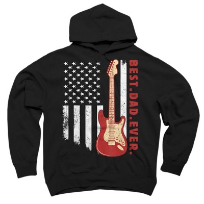 Adult Design By Humans Best Dad Ever Guitar and Flag By MINHMINH Pullover Hoodie