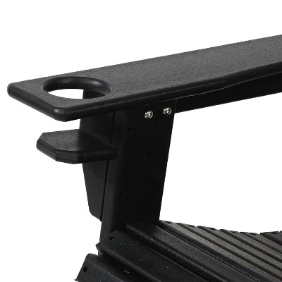 Black HDPE Outdoor Adirondack Chair with Cup Holder