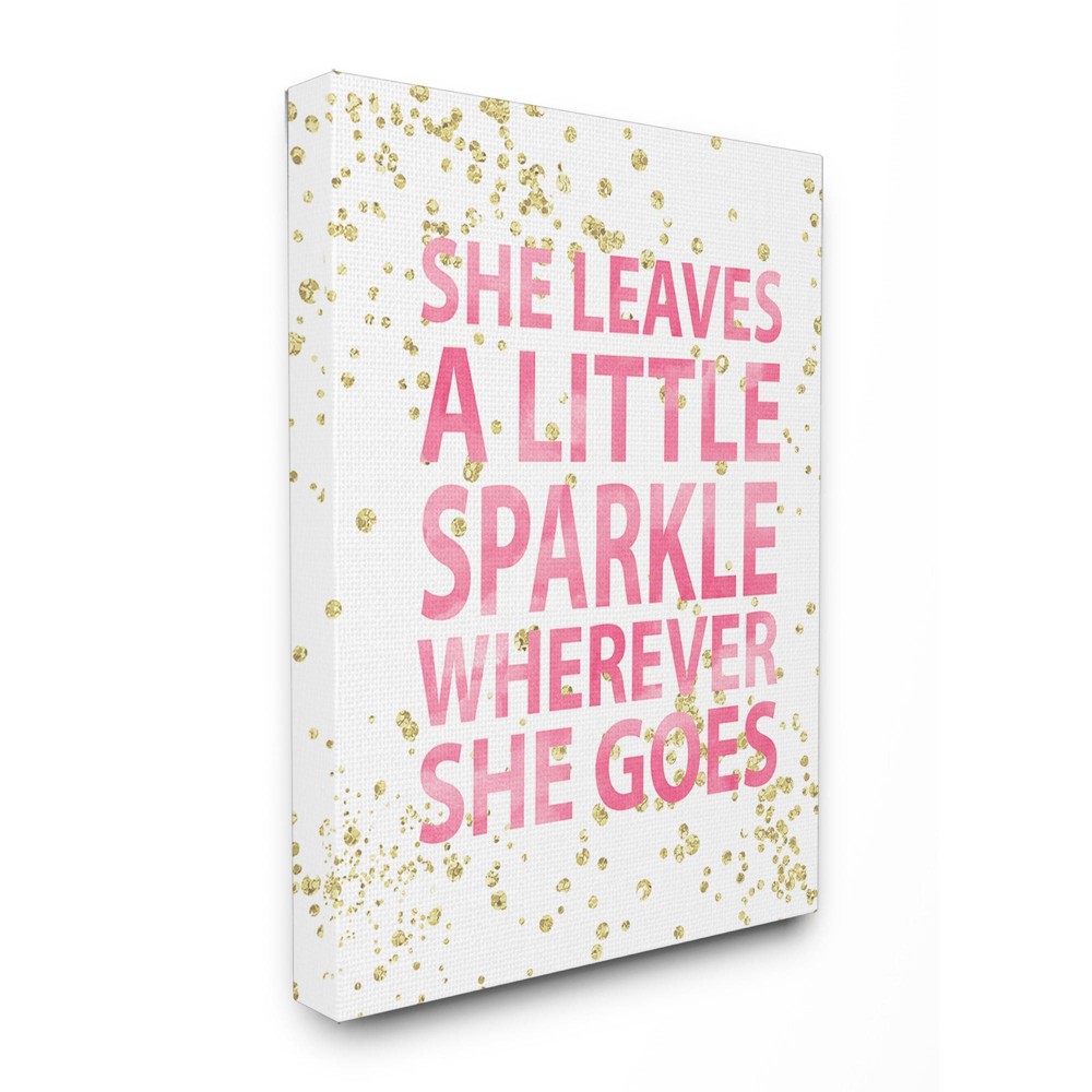 Photos - Other Decoration She Leaves A Little Sparke Stretched Canvas Kids' Wall Art  - Stupell Industries: Pink Typography Lithograph(16"x20"x1.5)