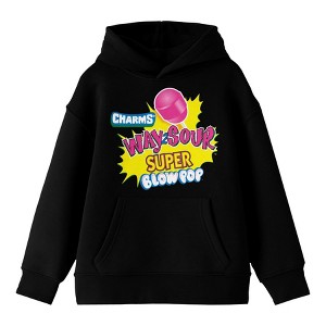 Blow Pops Way 2 Sour Lollipop Logo and Slogan Youth Black Hoodie - 1 of 3
