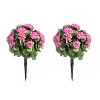 Artificial Topiary Ball Trees with Metal Stakes,Resistant PE Fake Plants with Rose Flowers for Indoor/Outdoor Decor - 2 of 4