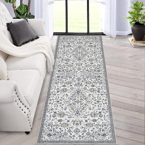 Vintage Medallion Area Rug Washable Rug Non-Slip Foldable Throw Carpet Oriental Floral Print Floor Cover - 1 of 4