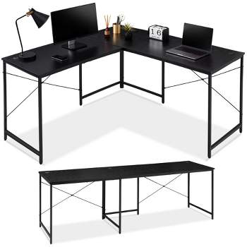 Best Choice Products 94.5in Modular L-Shaped Desk, Corner Workstation, 2-Person Study Table for Home, Office - Black