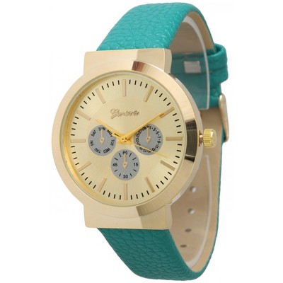 Olivia Pratt Calendar Dial Gold Accented Leather Strap Watch