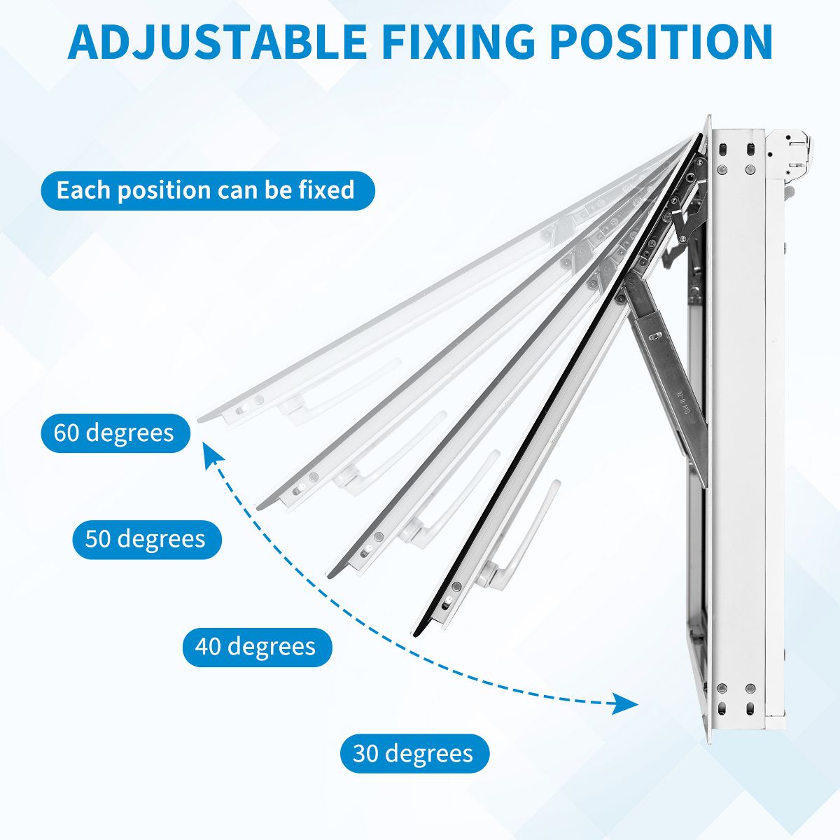 Casement Window 5mm Glass 4-Gear Adjustable Magnetic Screen | Aluminum Frame, Tempered Glass, 4 Adjustable Angles, Magnetic Screen, Child Safe Lock - thumbnail 3