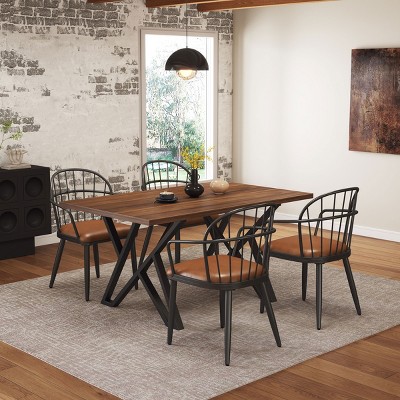 5-Piece Dining Set,Dining Set With Metal Legs,Dining Table Set For 4,Dining Set Of 4 Chairs,Indoor Dining Set For Dining Room-Cuddlewood